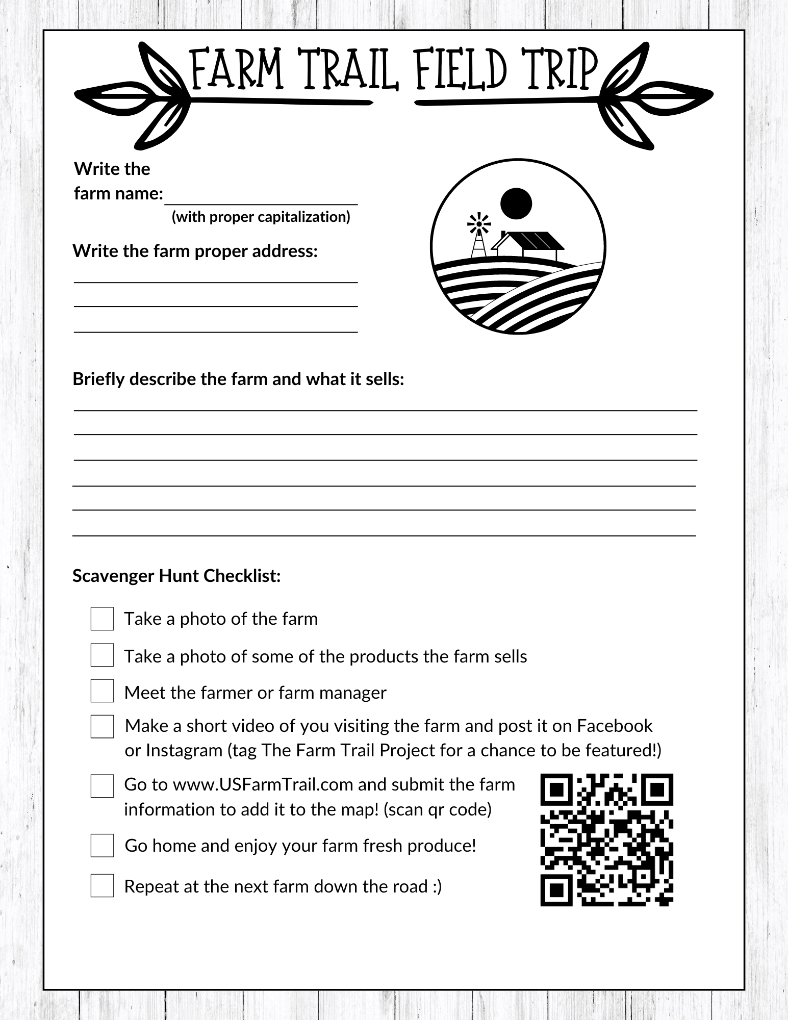 Farm Field Trip Worksheet Preview